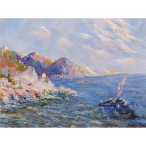 Attributed To Emile W. Herz, Animated Coastal Landscape In Malaga