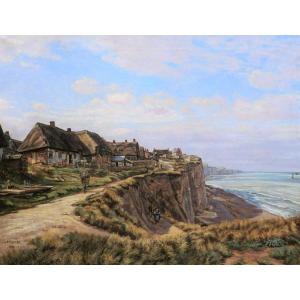 Charles Desavary, Busy View Of The Ault Cliff In The Somme (large Format)