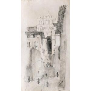 Attributed To François Alexandre Pernot, Animated View Of Puy-en-velay