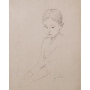 Jules-alexis Muenier, Portrait Of A Young Woman With Folded Hands