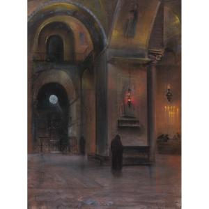 émile Cagniart, Lively Interior Of Saint Mark's Basilica In Venice