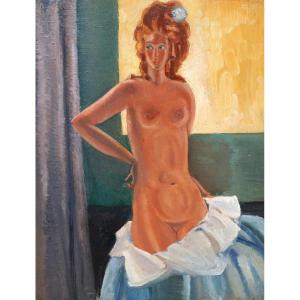 French School Circa 1930, Circle Of Jean Dupas, Nude With Hand On Hip