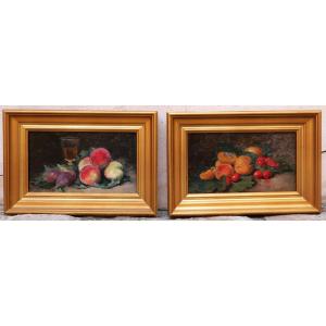 French School Circa 1900, Pair Of Still Lives