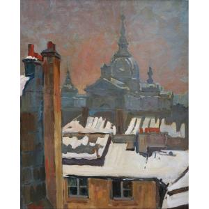 H. Prunet, Versailles, Saint-louis Cathedral Under The Snow