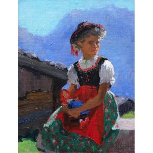 Yvonne Reper, Young Valaisan Girl With A Doll