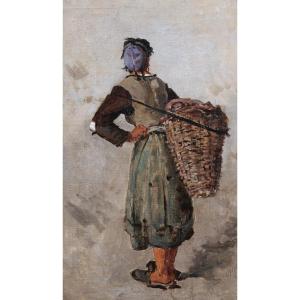 Attributed To Louis-valère Lefebvre, Fisherwoman In Cayeux-sur-mer