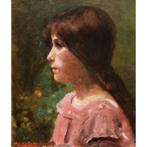 Ana De Carrié, Known As Anita Carrie, Portrait Of A Little Girl In Profile