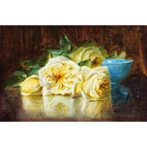 Isidore Rosenstock, Yellow Roses And Turquoise Bowl