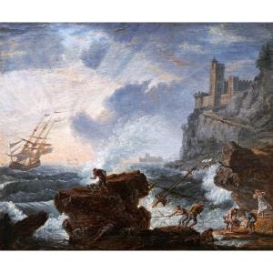 French School, Early 19th Century, After Claude Joseph Vernet, Shipwreck Scene