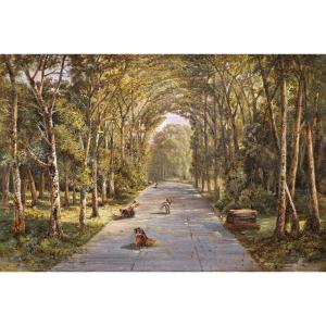French School, First Half Of The 19th Century, Bundlers In A Wooded Alley