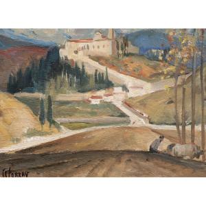 Claude Foreau, Peasant And His Oxen In Fiesole, Tuscany (italy)
