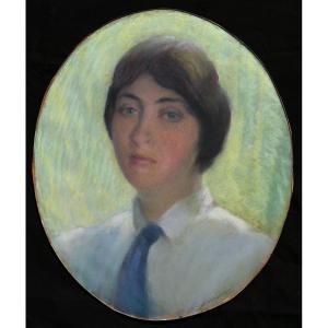 French School Circa 1910-1920, Portrait Of A Woman With A Tie