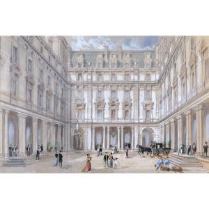 Hubert Clerget, Lively View In Front Of The Hotel Continental In Paris