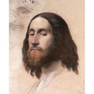 Auguste-barthélémy Glaize, Face Of Christ (preparatory For The Conversion Of Magdalene)