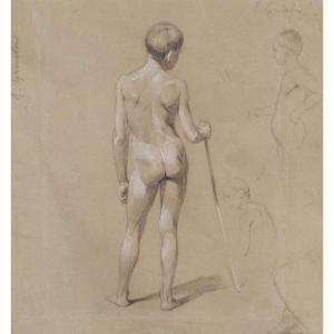 19th Century Austrian School, Young Boy Naked From Behind