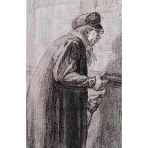 Attributed To Théophile Alexandre Steinlen, Man Reading The Bills