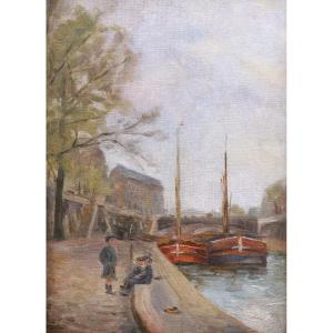 French School, Early 20th Century, Schoolchildren On The Banks Of The Seine