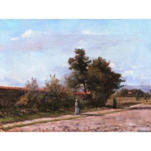 French School In 1880, Women On A Country Path