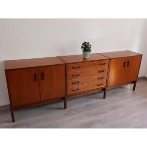 Modular Sideboard Or Buffet In Exotic Wood, Swiss Design From The 1960s