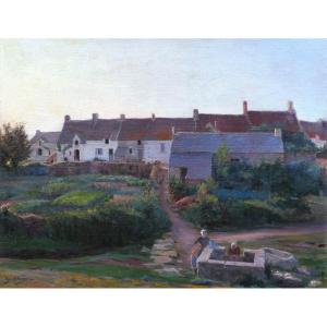 Auguste Bellanger, Lively Wash House Near La Turballe In Brittany