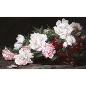 French School Circa 1880, Circle Of Henri Fantin-latour, Roses In A Basket