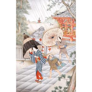 Kyoto, Kyō-yaki, Japan, Taishō Period, Circa 1900-1920, Painted Porcelain Plaque