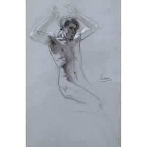Gustave Surand, Study Of Af Man With Raised Arms