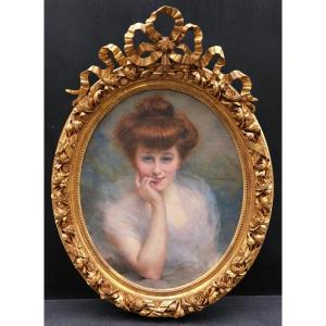 Pierre Aristide André Brouillet, Portrait Of Miss Charlotte Billet In A Tulle Stole