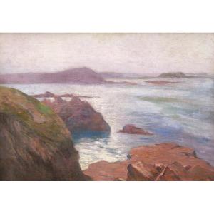 Henri Victor Joseph Thiébault, Rocky Coast In Brittany, Probably At Belle-île