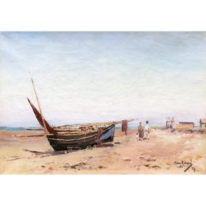 Mary Renard, Family Stroll On The Beach At Ver Sur Mer (calvados, Normandy)