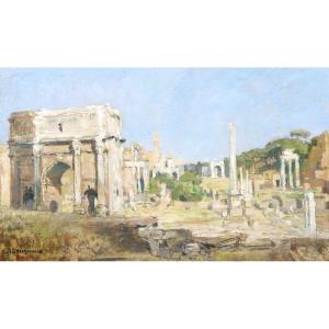 Armand Claude étienne Brugnaud, View Of The Forum In Rome, Painting (italian Landscape)