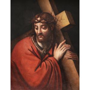 French School Circa 1800, After Andrea Solario, The Calvary Of Christ, Gouache