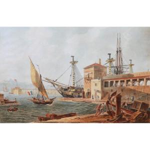 Jean-jérôme Baugean, Animated View Of The Port Of Toulon