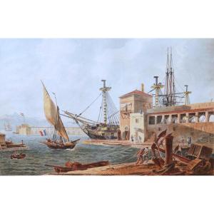 Jean-jérôme Baugean, Animated View Of The Port Of Toulon