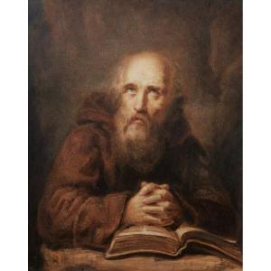 French School, Early XIXth Century, Franciscan Monk In Prayer