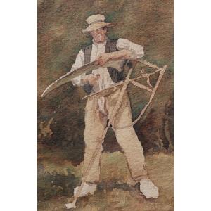 Paul-albert Baudoüin, Reaper Sharpening His Scythe