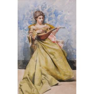 Armel De Bloquel De Croix, Baron De Wismes, Young Woman With The Mandolin