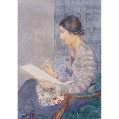 Paul GrÉgoire, Portrait Of Mme Grégoire Painting