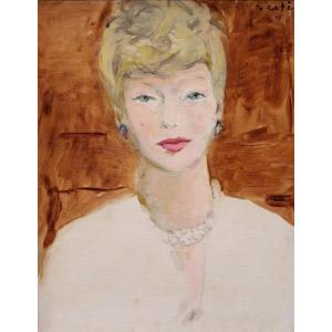 Marcel Vertès, Portrait Of A Young Blond Woman With Blue Eyes