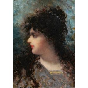 Camillo Innocenti, Portrait Of A Young Italian Girl, Painting