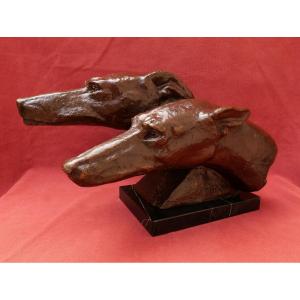 M. Bertin, Two Greyhound Heads