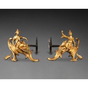 Pair Of Chinese-style Andirons Régence Period First Third Of 18th Century