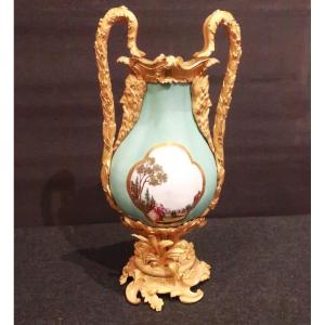 Meissen Porcelain Vase XVIII ° Bronze Mount XIX °
