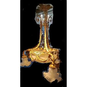 Lustre En Bronze Doré 