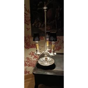 Very Large Hot Water Bottle Lamp In Silver Bronze