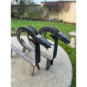 Chenets brutalistes Edouard Chenck