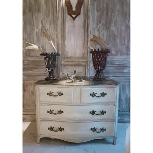 Louis XV Style Chest Of Drawers In Painted Wood 19th Century