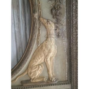 Large 19th Century Wooden Trumeau With Patina And Gilding