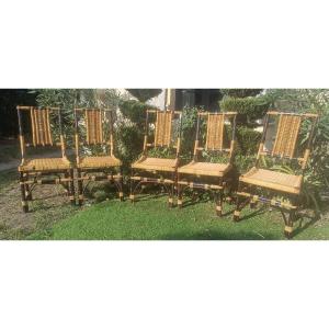 Rattan Chairs Circa 1950 De Audoux Et Minet 