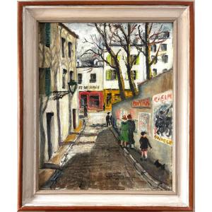 "lively Street In Montmartre" Roger Bonamy